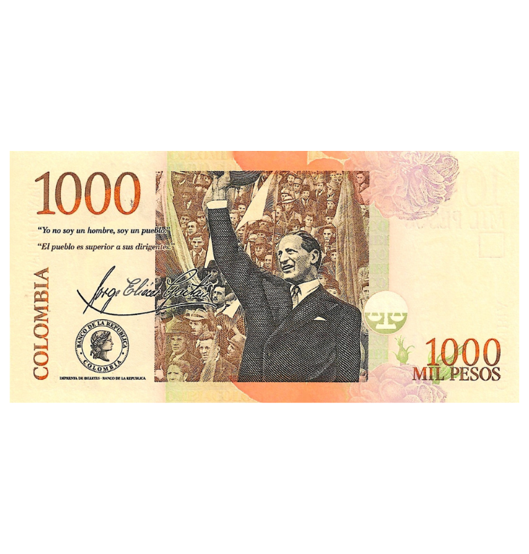 Colombia 1.000 Pesos 2016 Número bajo 258 (Formato pequeño)